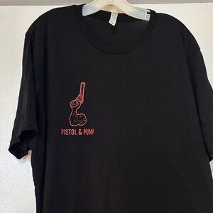 Black T-Shirt with orange Graphic